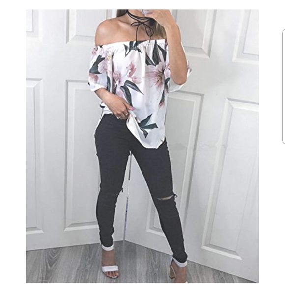 Tops - White Off Shoulder Top